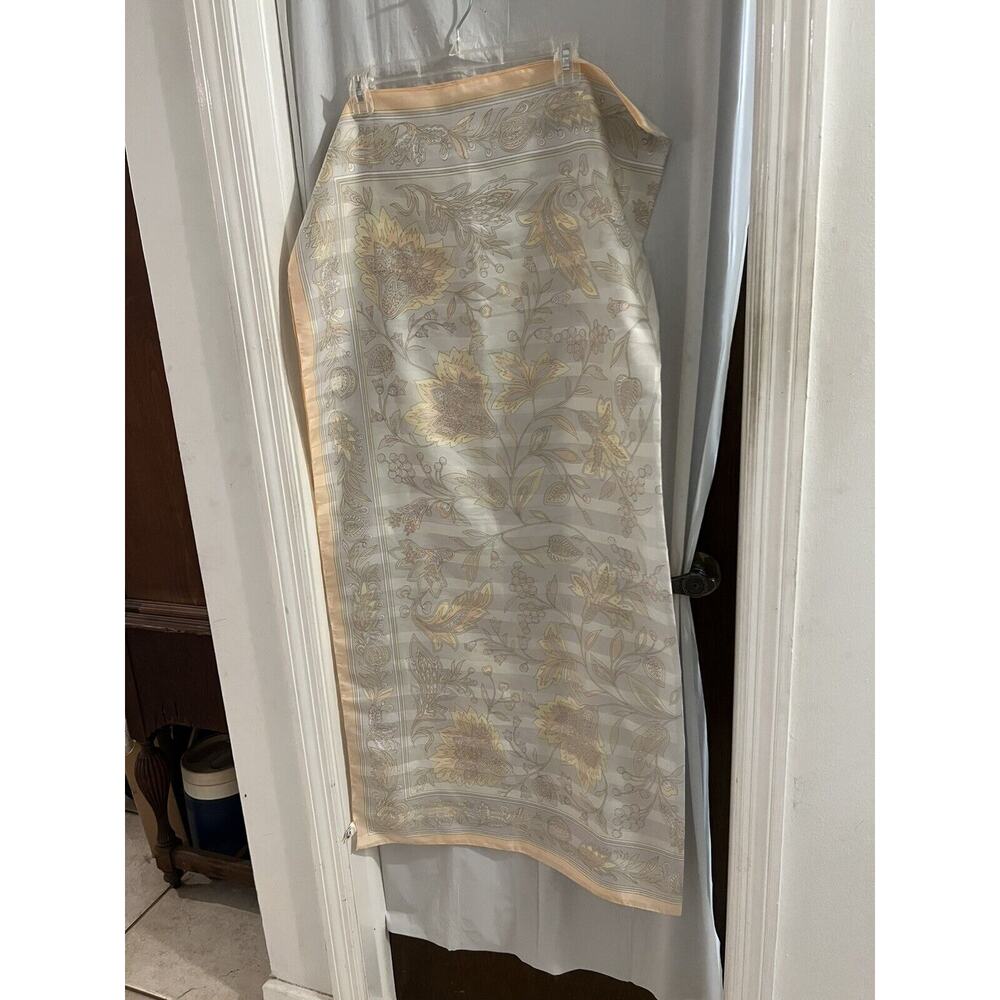 JP Collections Made In Italy Orange Gray Floral Square Scarf 44 X 45